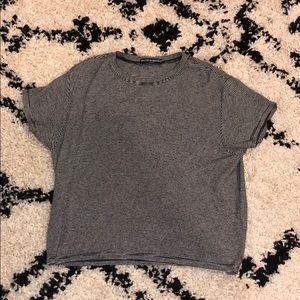 brandy black and white cropped tee